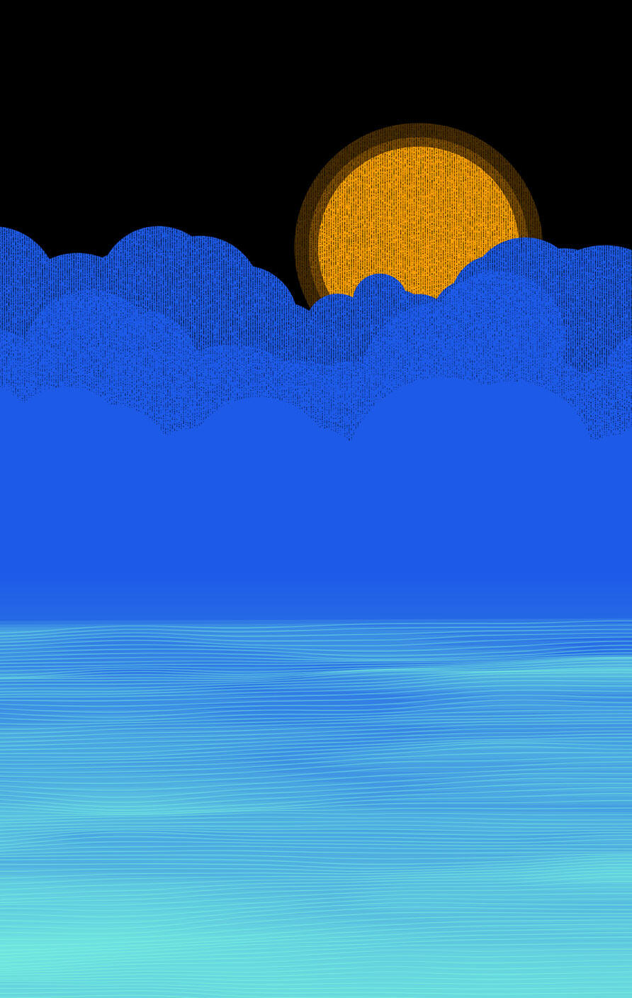 Preview of Sail-o-bots NFT collection blue mountains and abstract sun